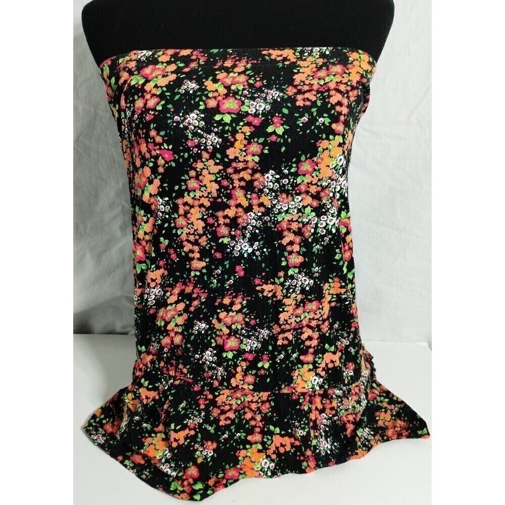 Sofia Strapless Floral Romper Women's Large Black Pink Summer‎ Boho